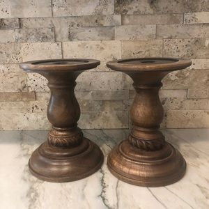 Pottery Barn Wooden Candle Stick Holders